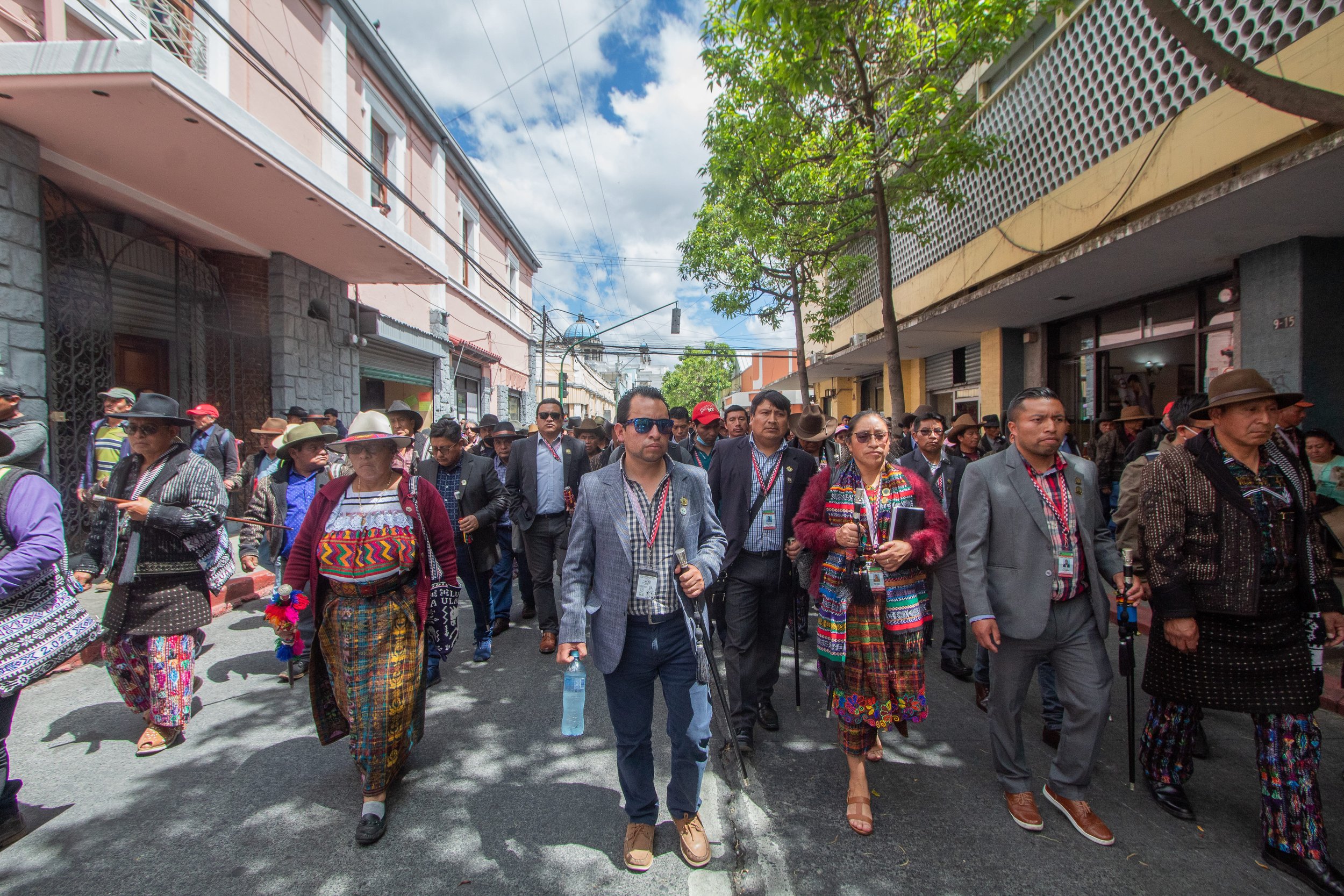  Autoridades indígenas encabezaron la protesta en la capital de Guatemala. Foto: Juan Rosales / Prensa Comunitaria 